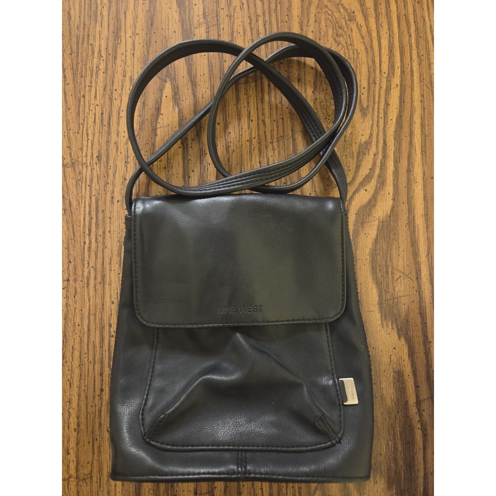 Nine West Vintage Womens Shoulder Bag/Crossbody Bag Faux Leather Black